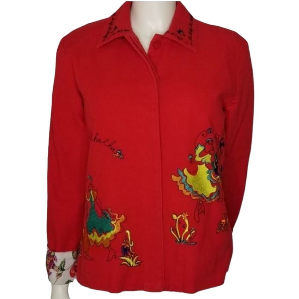 Ruby Rd. Womens Red Cotton Button Front Floral Li… - image 1